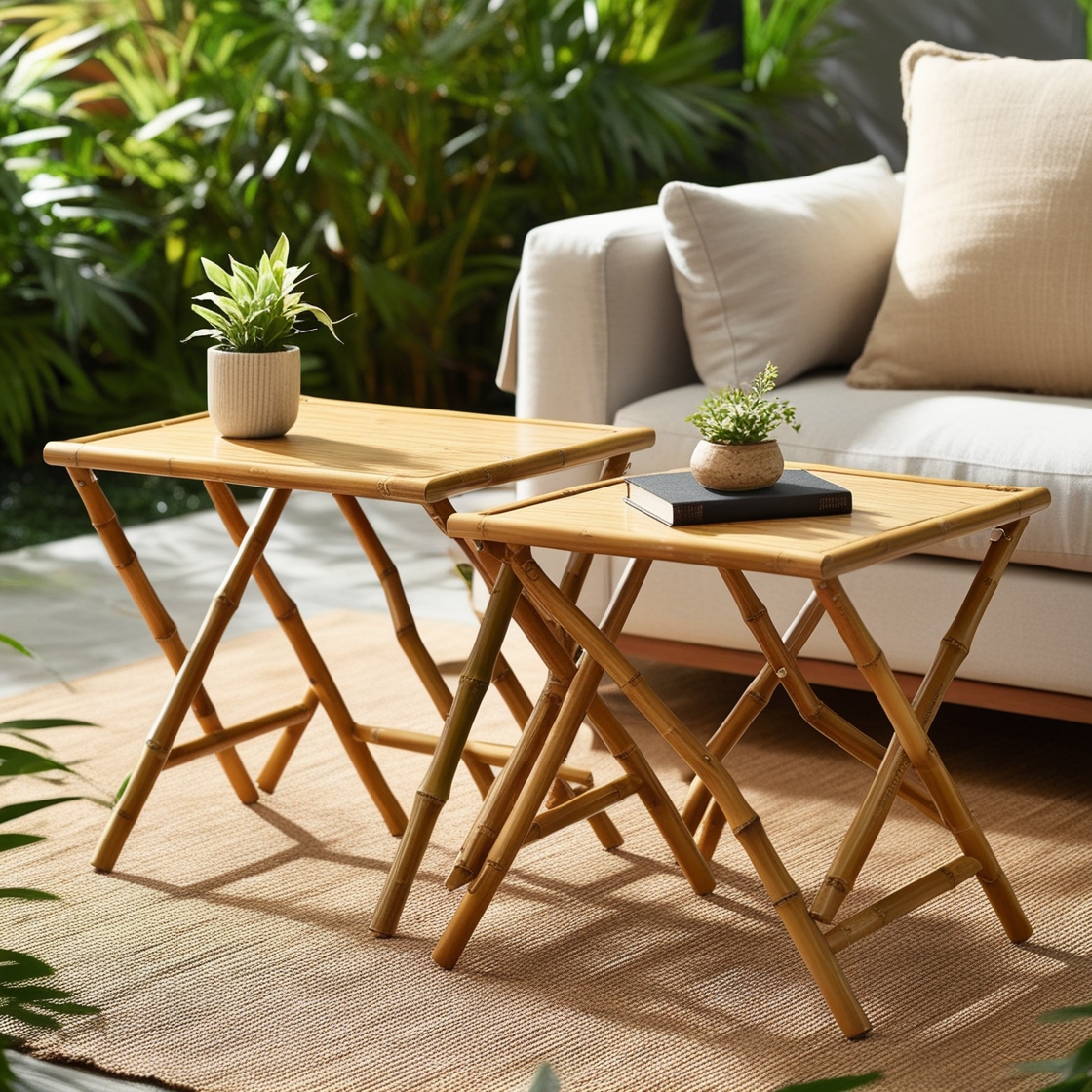 Foldable Bamboo Side Tables